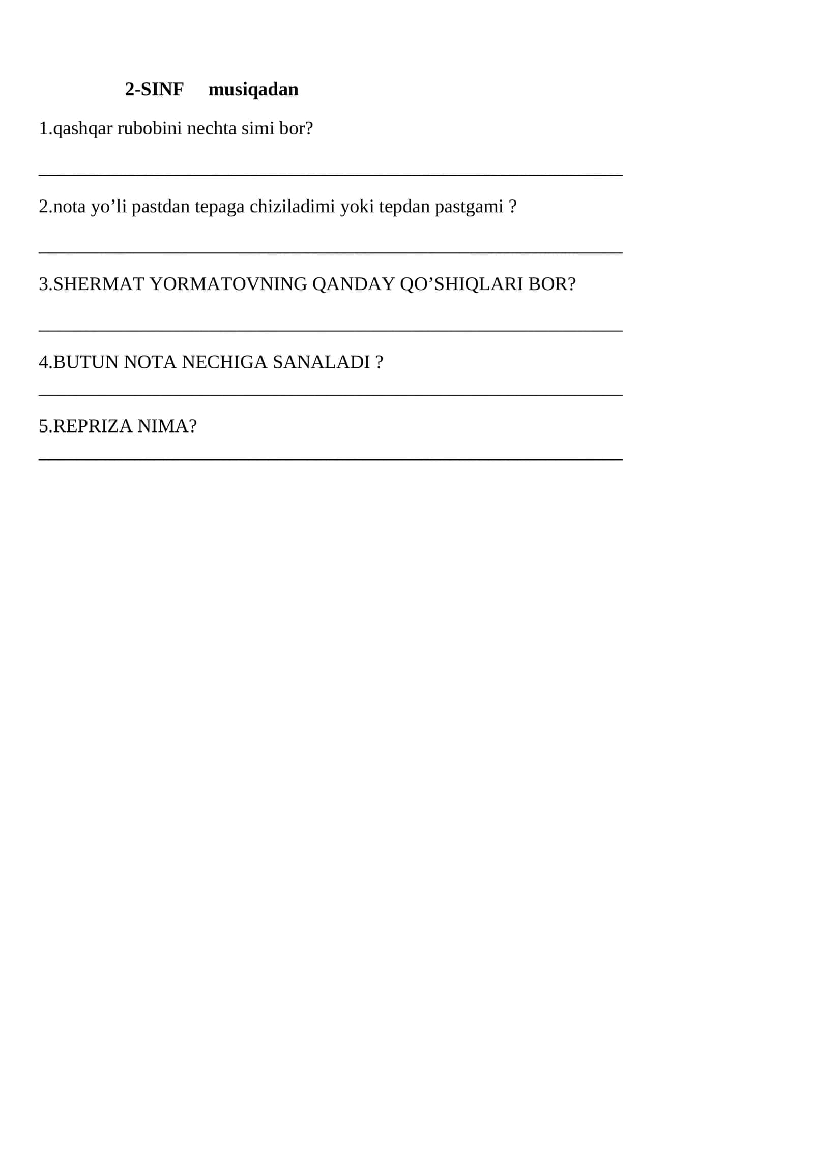2-SINF musiqadan