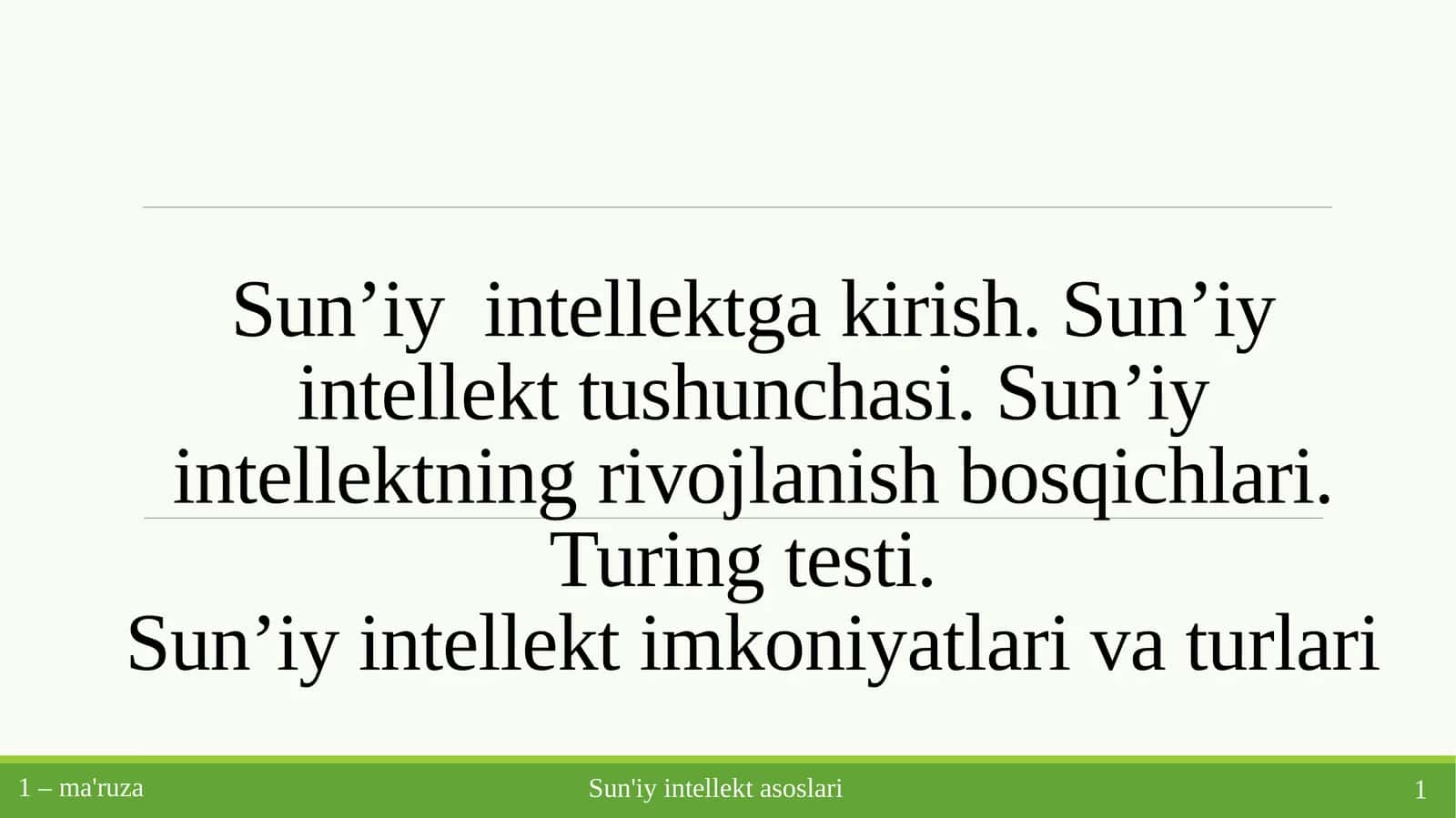 Sun’iy intellektga kirish