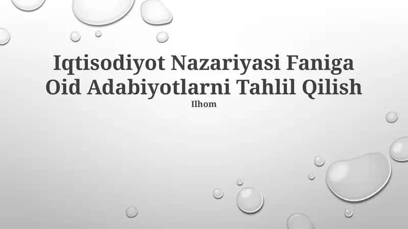 Iqtisodiyot Nazariyasi Faniga Oid Adabiyotlarni Tahlil Qilish