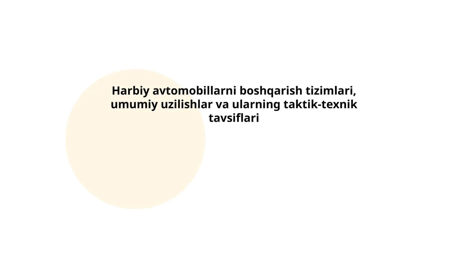 Harbiy avtomobillarni boshqarish tizimlari turlari