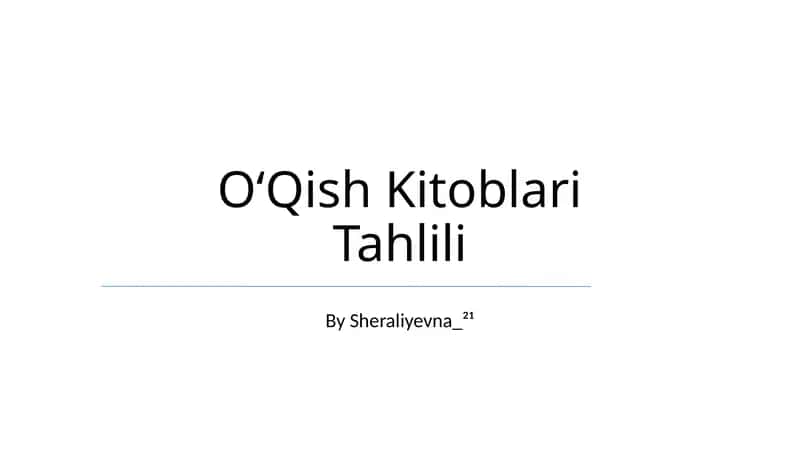 OʻQish Kitoblari Tahlili