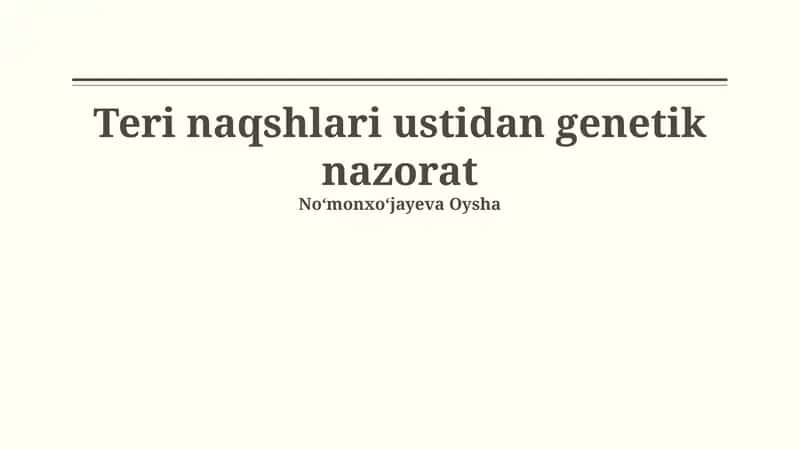 Teri naqshlari ustidan genetik nazorat