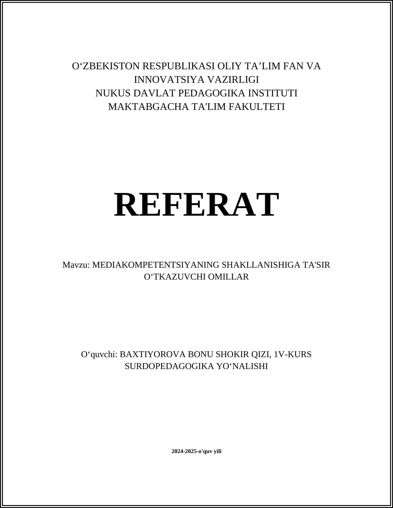 MEDIAKOMPETENTSIYANING SHAKLLANISHIGA TA'SIR OʻTKAZUVCHI OMILLAR
