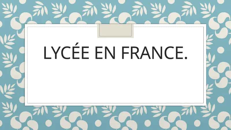 Lycée en France