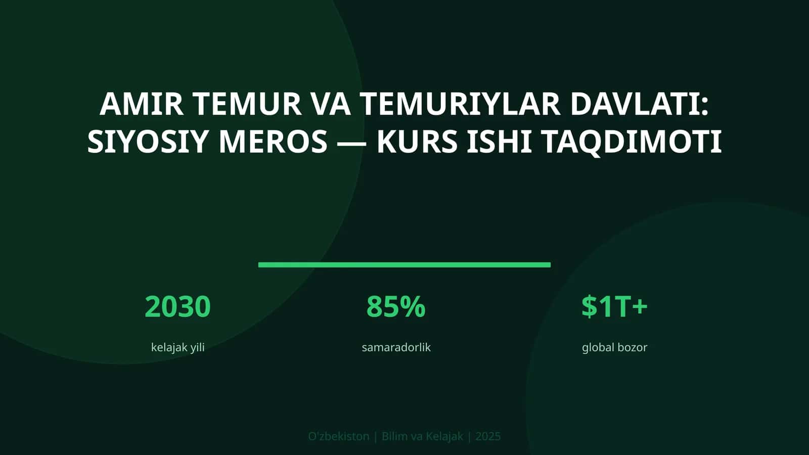 AMIR TEMUR VA TEMURIYLAR DAVLATI: SIYOSIY MEROS — KURS ISHI TAQDIMOTI