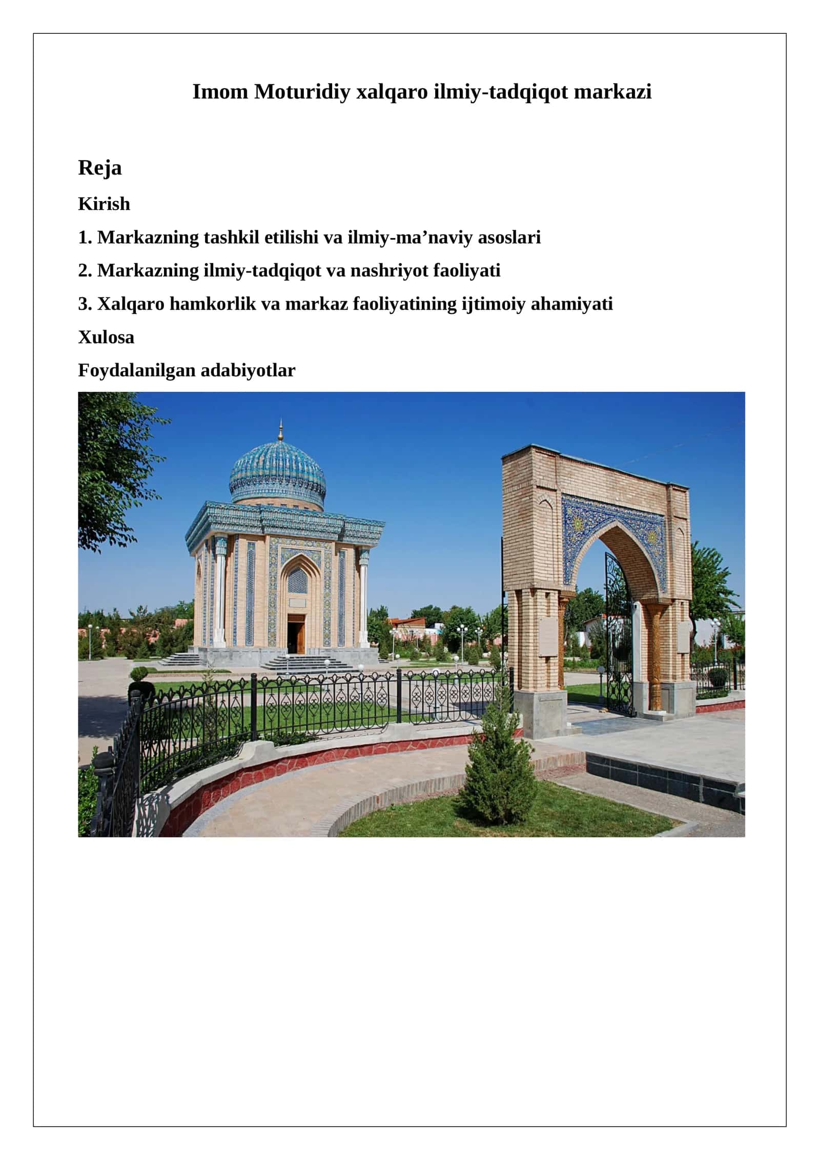 Imom Moturidiy xalqaro ilmiy-tadqiqot markazi