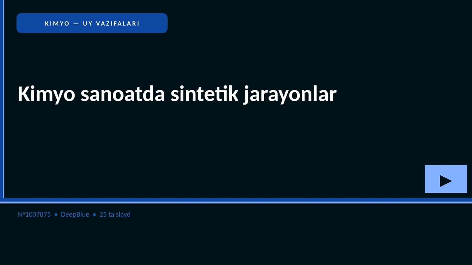 KIMYO SANOATDA SINTETIK JARAYONLAR