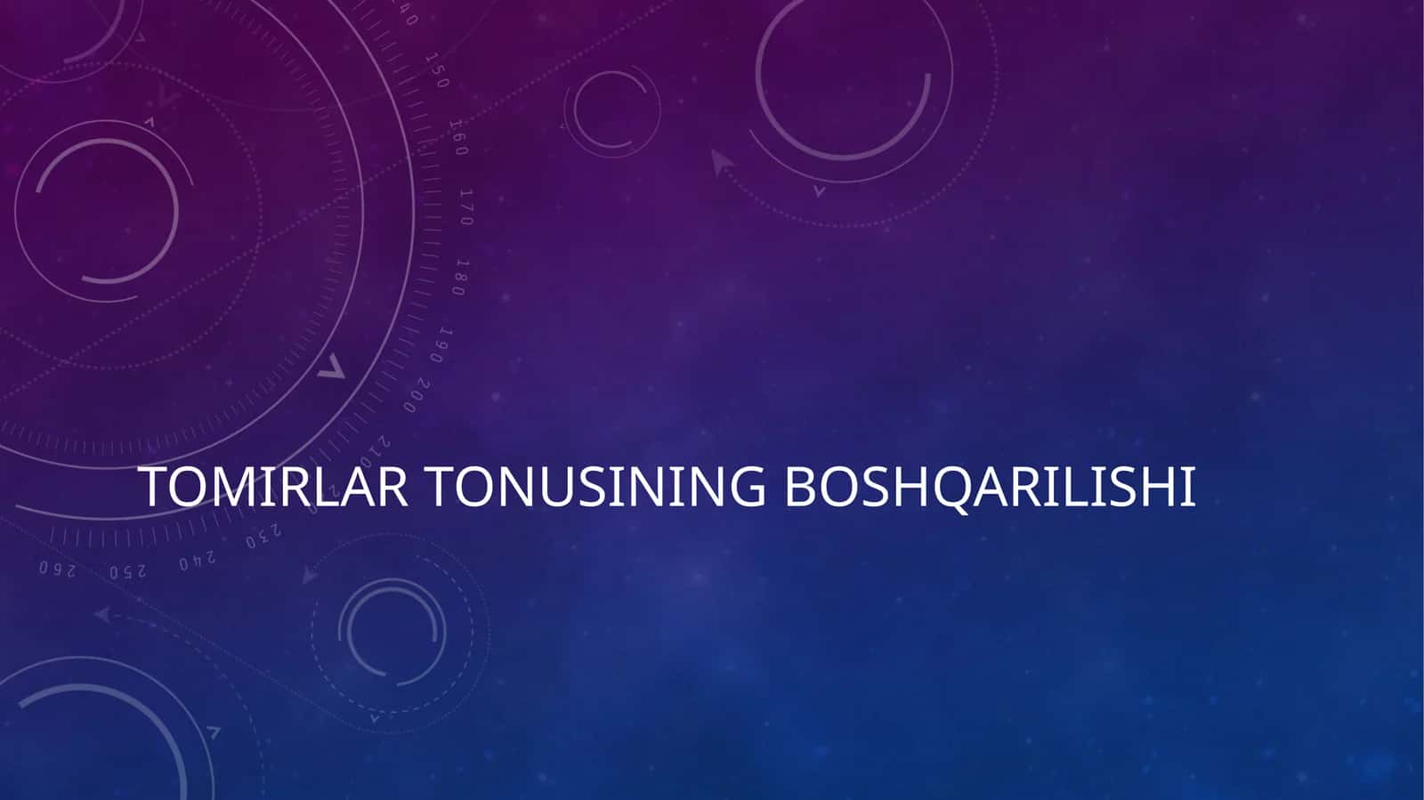 Tomirlar tonusining boshqarilishi