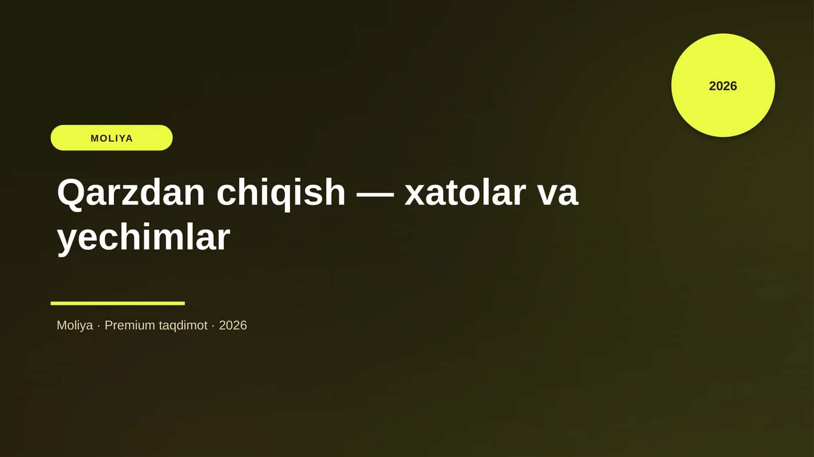 Qarzdan chiqish — xatolar va yechimlar