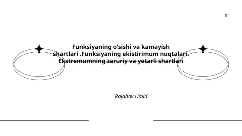 Funksiyaning o'sishi va kamayish shartlari
