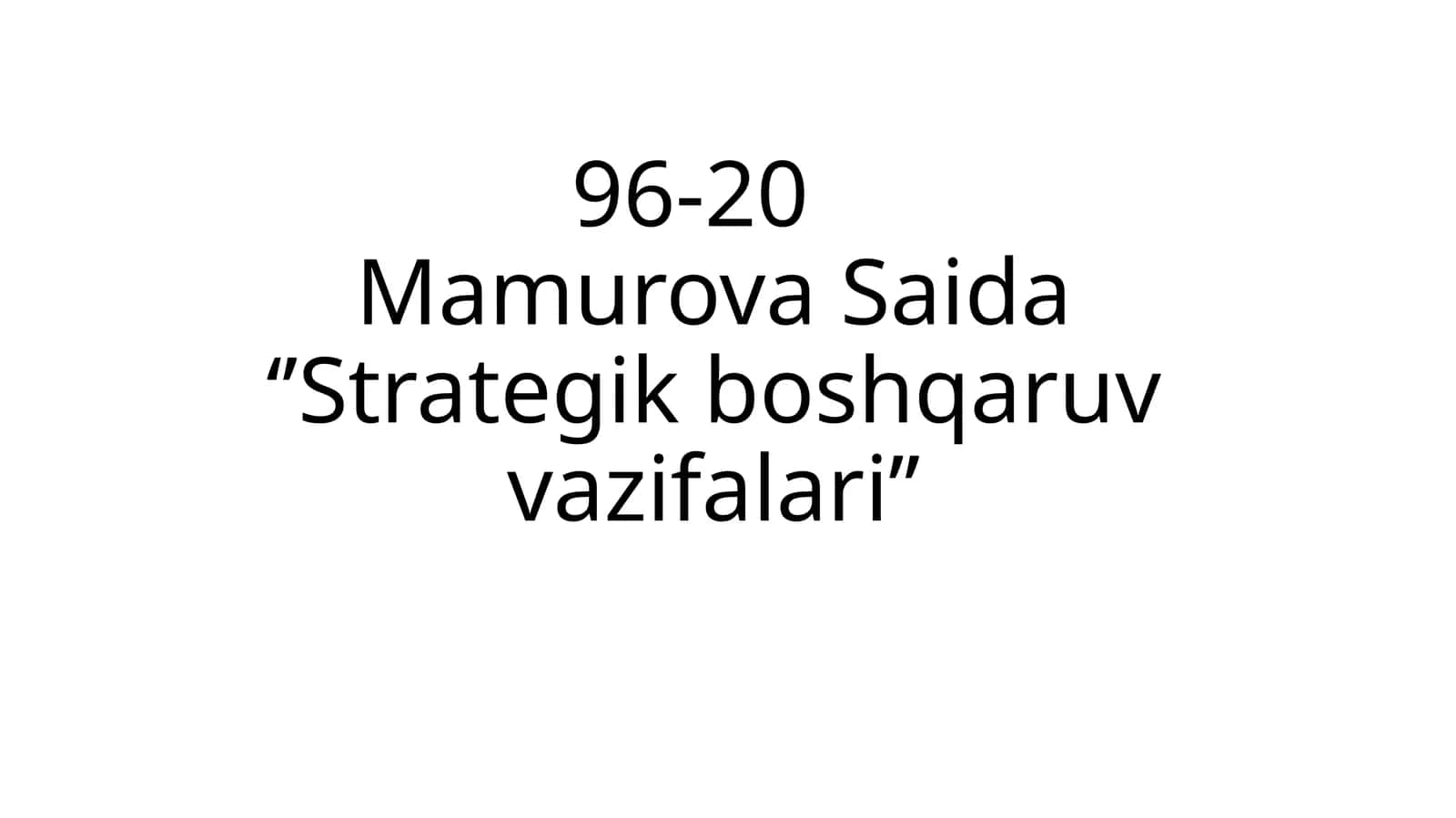 Strategik boshqaruv vazifalari