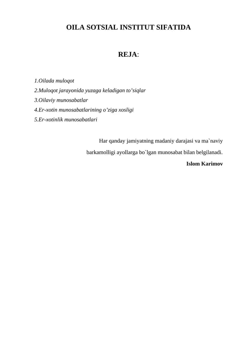 Oilada muloqot