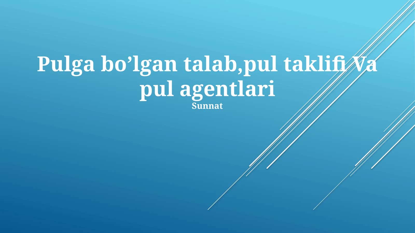 Pulga bo’lgan talab, pul taklifi Va pul agentlari
