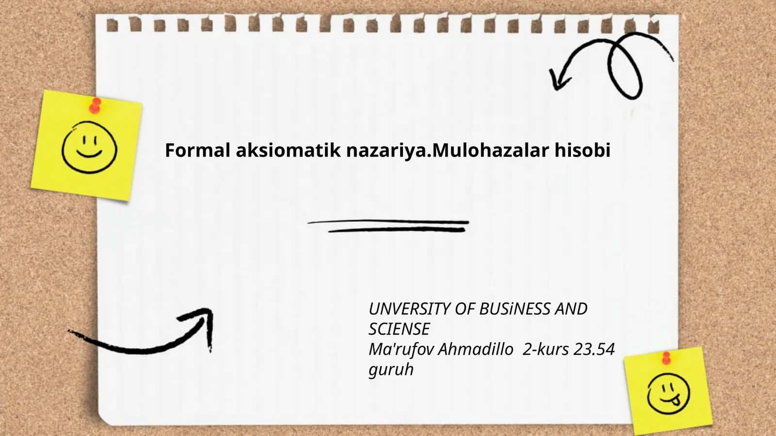 Formal aksiomatik nazariya.Mulohazalar hisobi