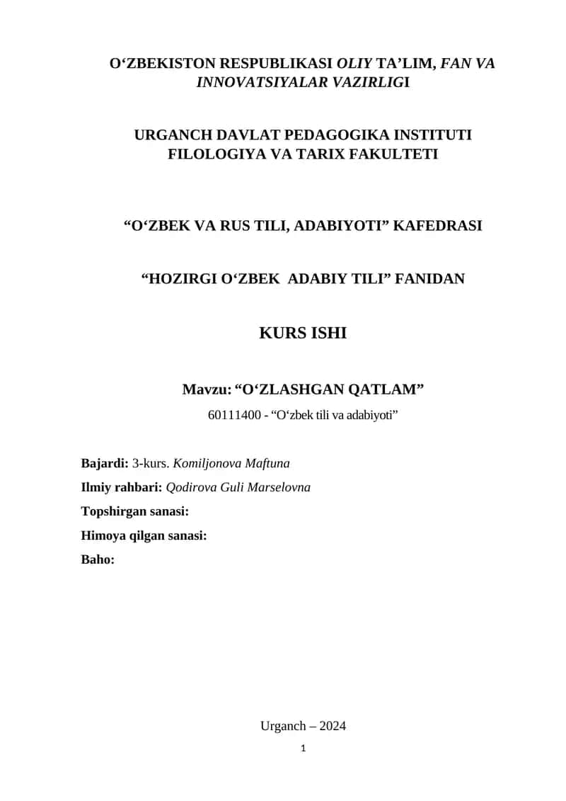 "O‘ZLASHGAN QATLAM"