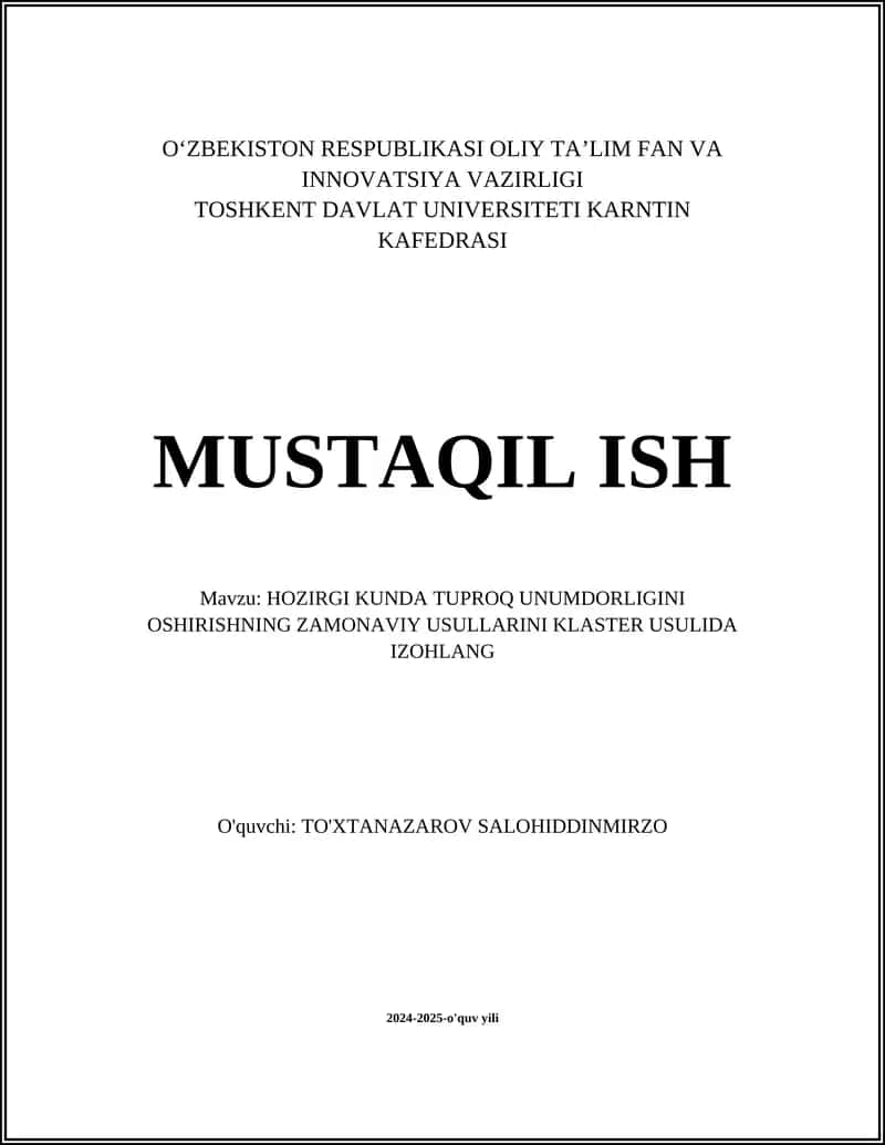 Organik o'g'itlar bilan tuproq unumdorligini oshirish