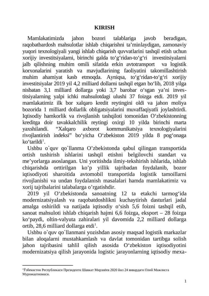 Avtotransport va logistik korxonalarini yaratish