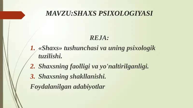 Shaxs Psixologiyasi