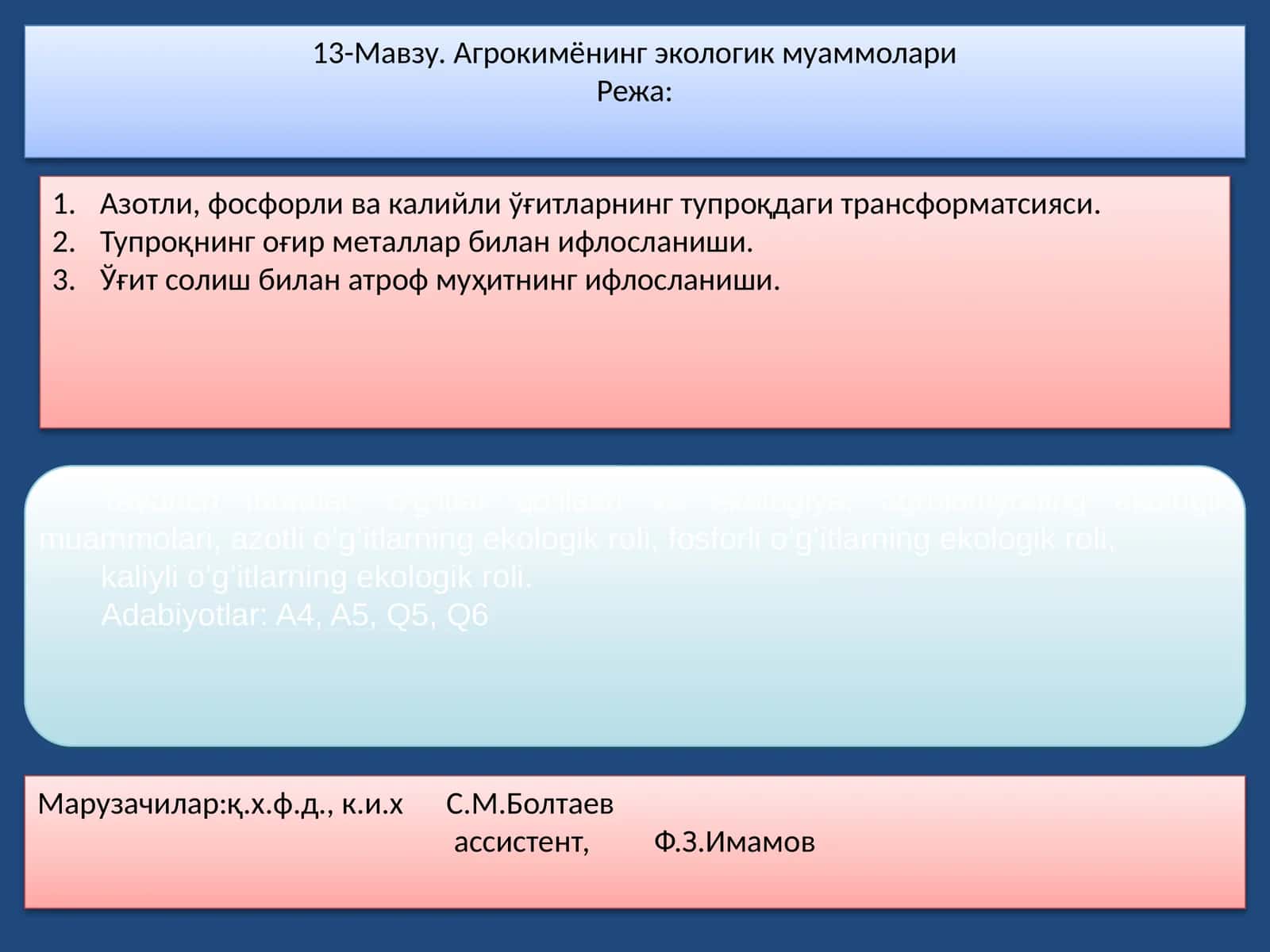 Агрокимёнинг экологик муаммолари