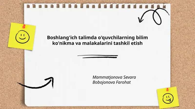 Boshlang'ich talimda o'quvchilarning bilim ko'nikma va malakalarini tashkil etish