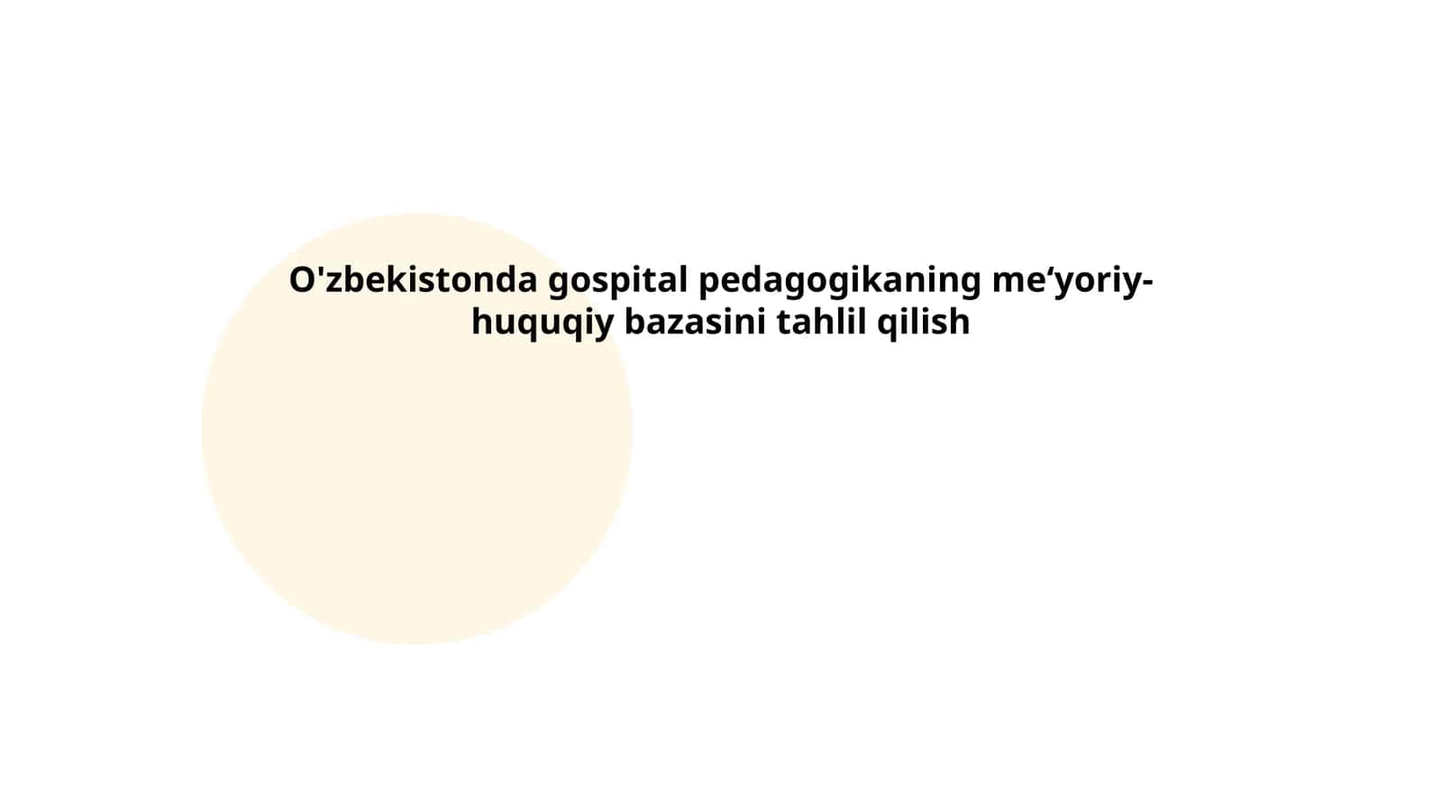 O'zbekistonda gospital pedagogikaning me‘yoriy-huquqiy bazasini tahlil qilish