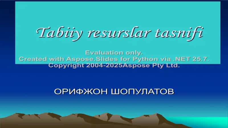 Tabiiy resurslar tasnifi
