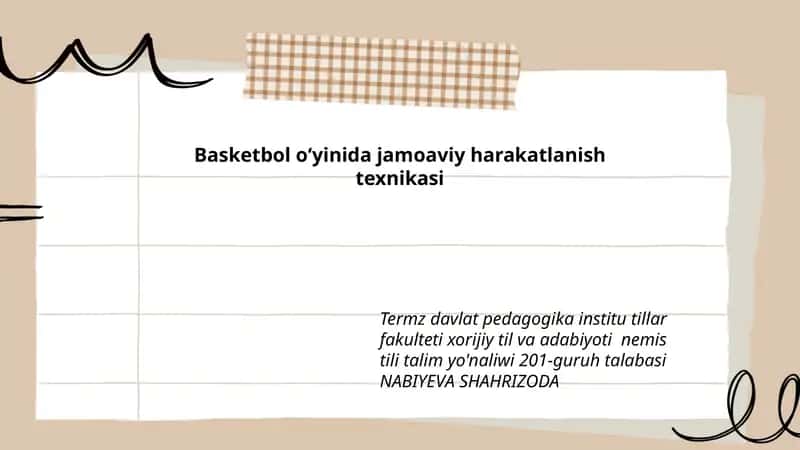 Basketbol oʻyinida jamoaviy harakatlanish texnikasi