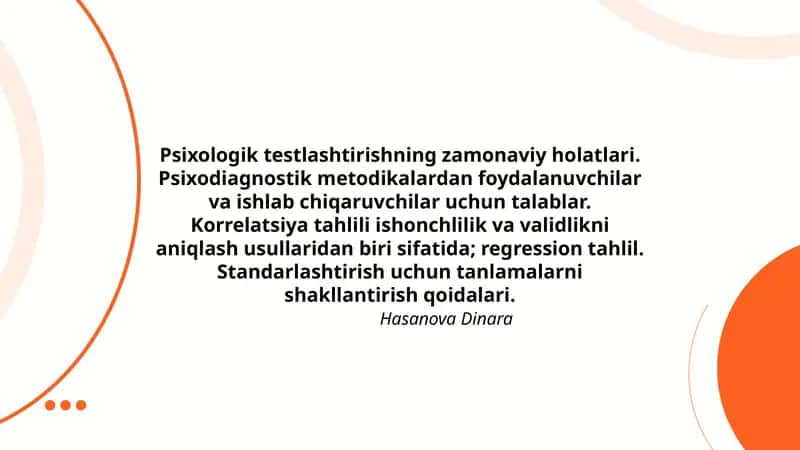 Psixologik testlashtirishning zamonaviy holatlari