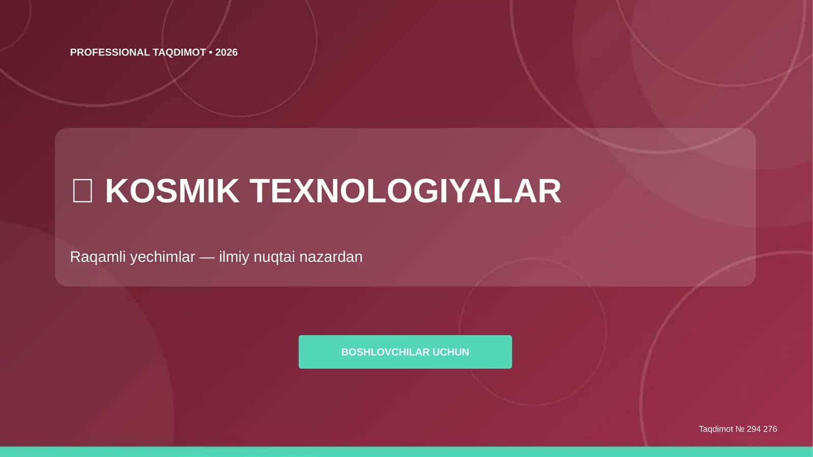 Kosmik texnologiyalar: raqamli yechimlar