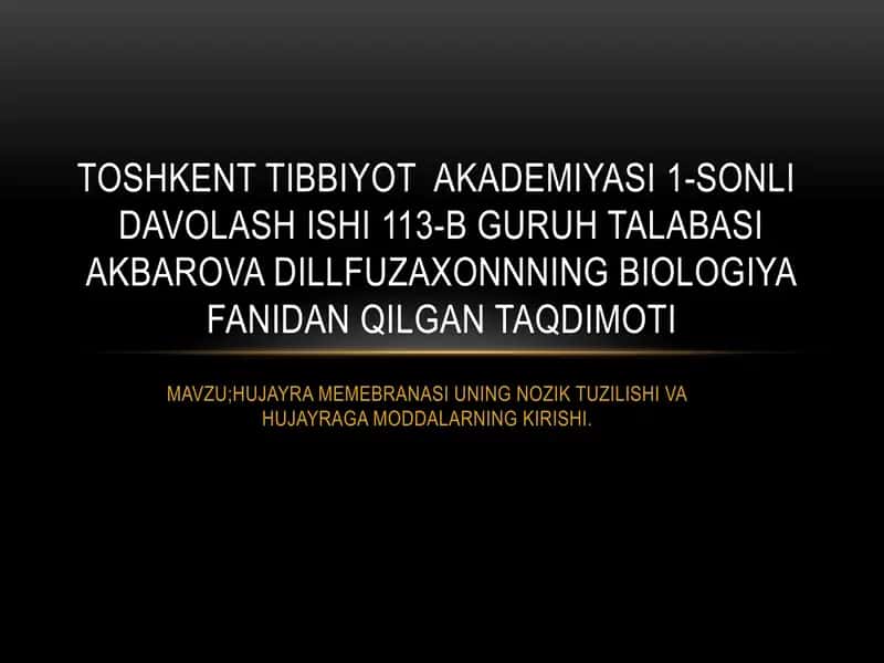 Hujayra Membranasi va Hujaqoba tuzilishi