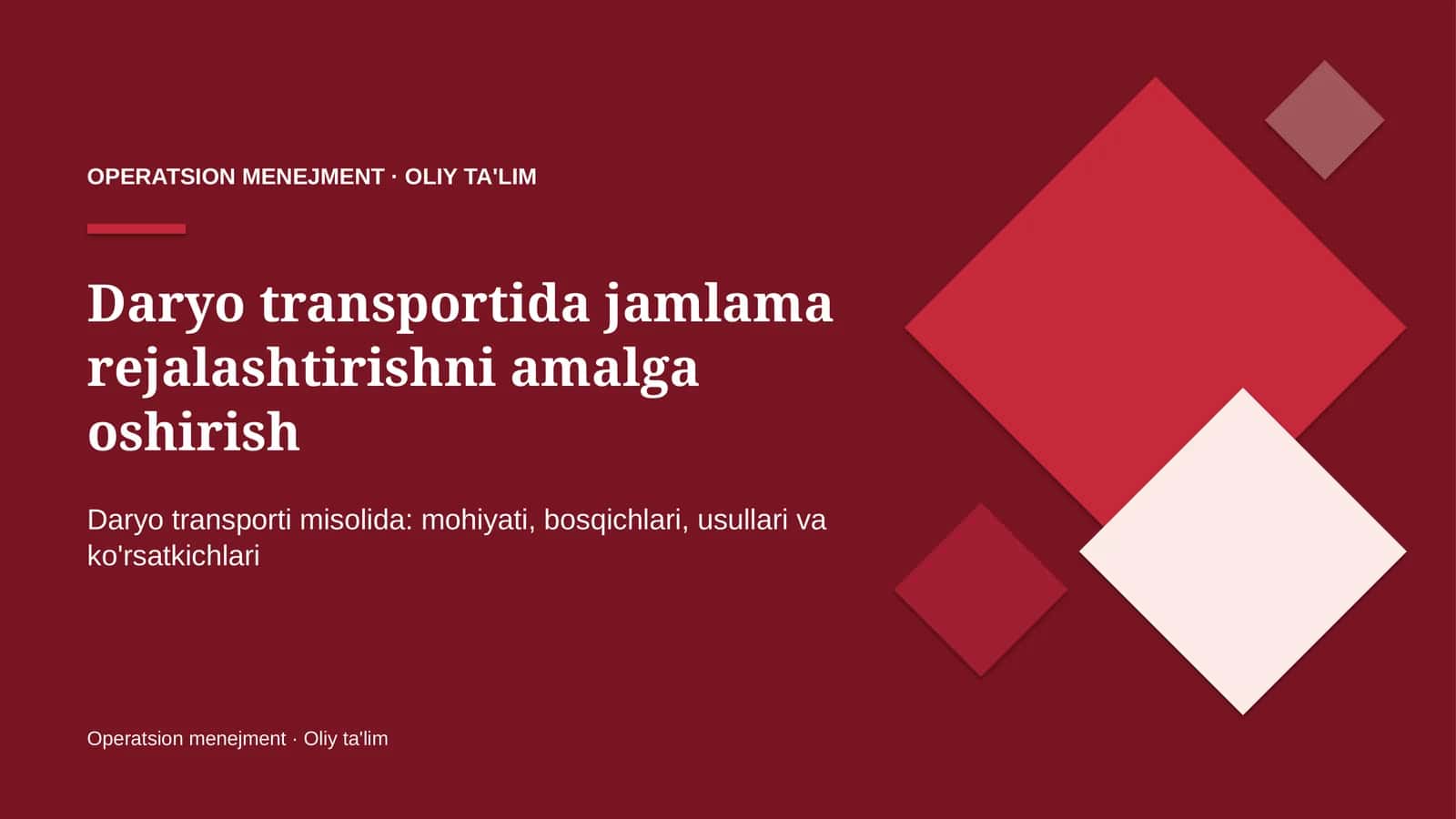 Jamlama Rejalashtirishni Amalga Oshirish: Mohiyati