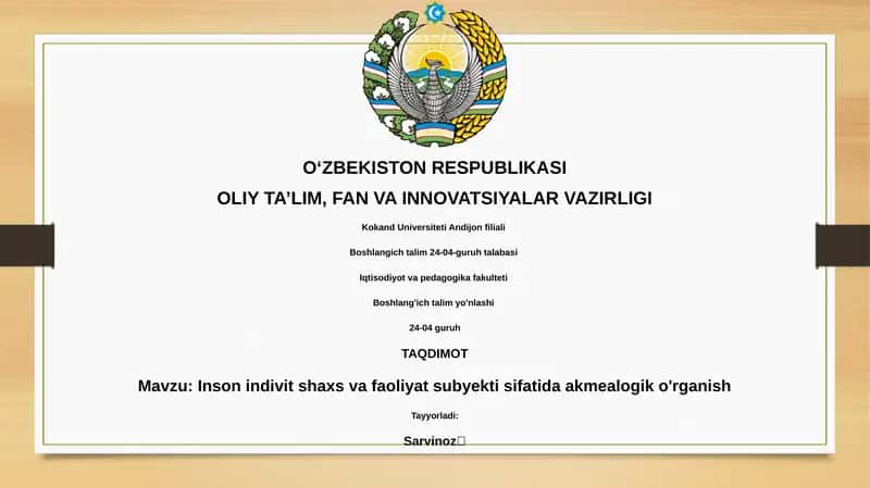 Inson indivit shaxs va faoliyat subyekti sifatida akmealogik o'rganish