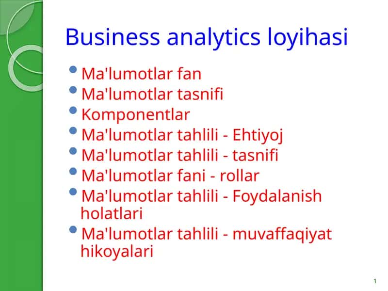Business analytics loyihasi
