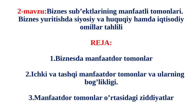 Biznesda Manfaatdor Tomonlar