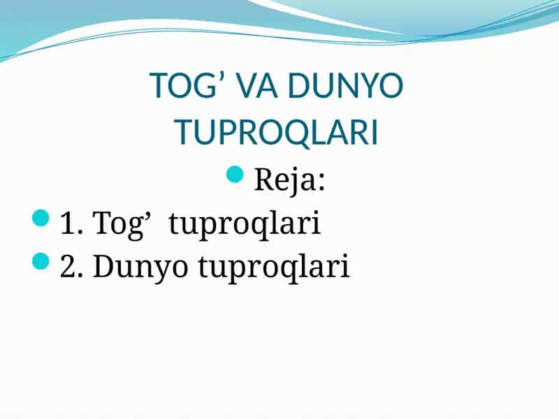 TOG' VA DUNYO TUPROQLARI