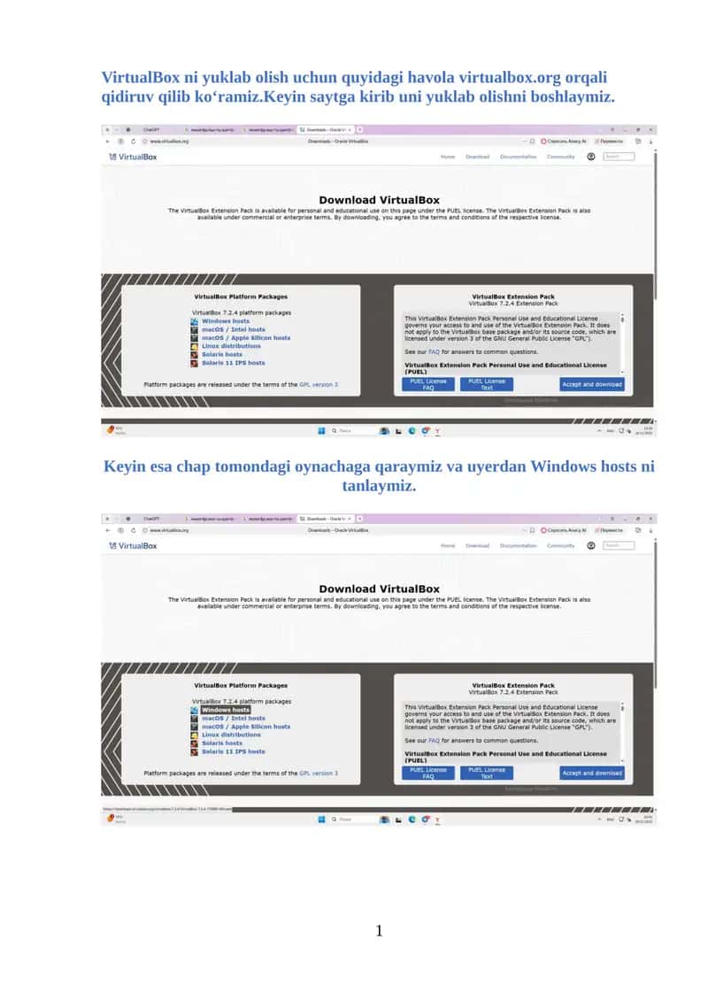 VirtualBox ni yuklab olish