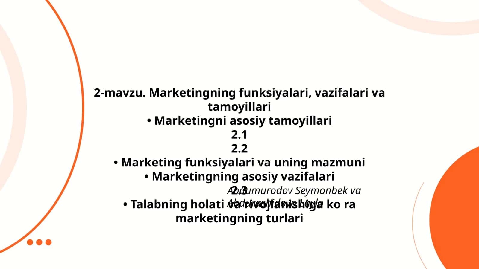 Marketingning funksiyalari, vazifalari va tamoyillari