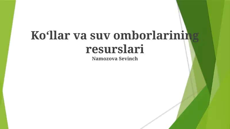 Koʻllar va suv omborlarining resurslari