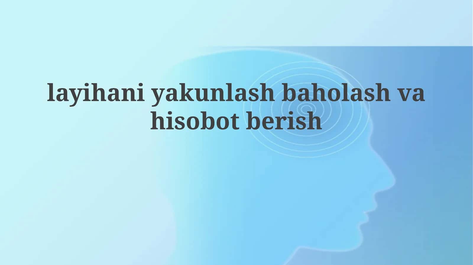Loyiha natijalarini baholash va hisobot berish
