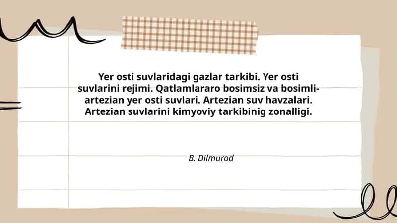 Yer osti suvlaridagi gazlar tarkibi