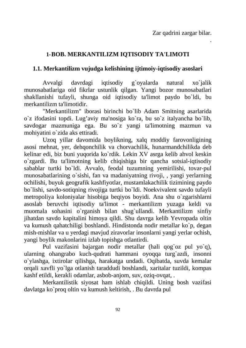 MERKANTILIZM IQTISODIY TA'LIMOTI
