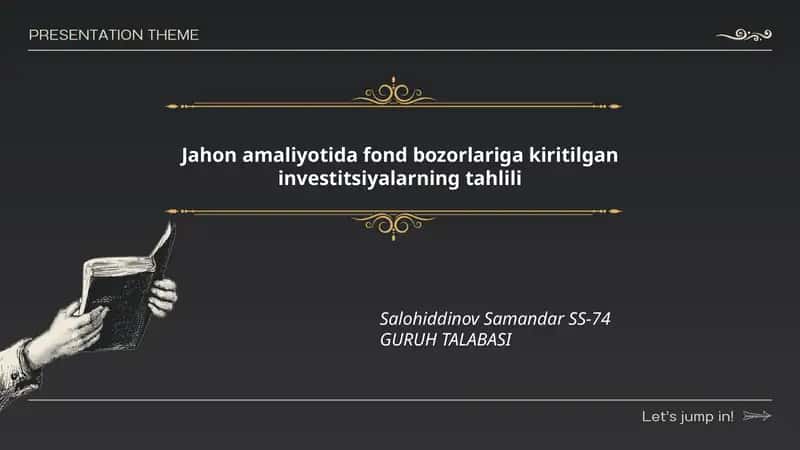 Jahon amaliyotida fond bozorlariga kiritilgan investitsiyalarning tahlili