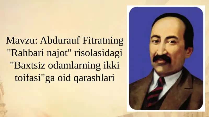 Abdurauf Fitratning "Rahbari najot" risolasidagi "Baxtsiz odamlarning ikki toifasi"ga oid qarashlari