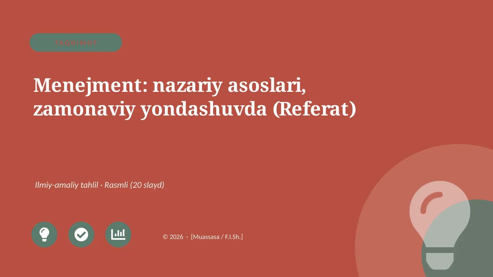 Menejment: nazariy asoslari, zamonaviy yondashuvda (Referat)