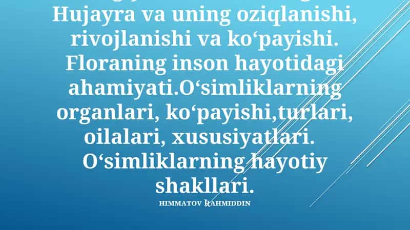 O'simlik Anatomiyasi va Fiziologiyasi: Hayotning Qurilish Blokları