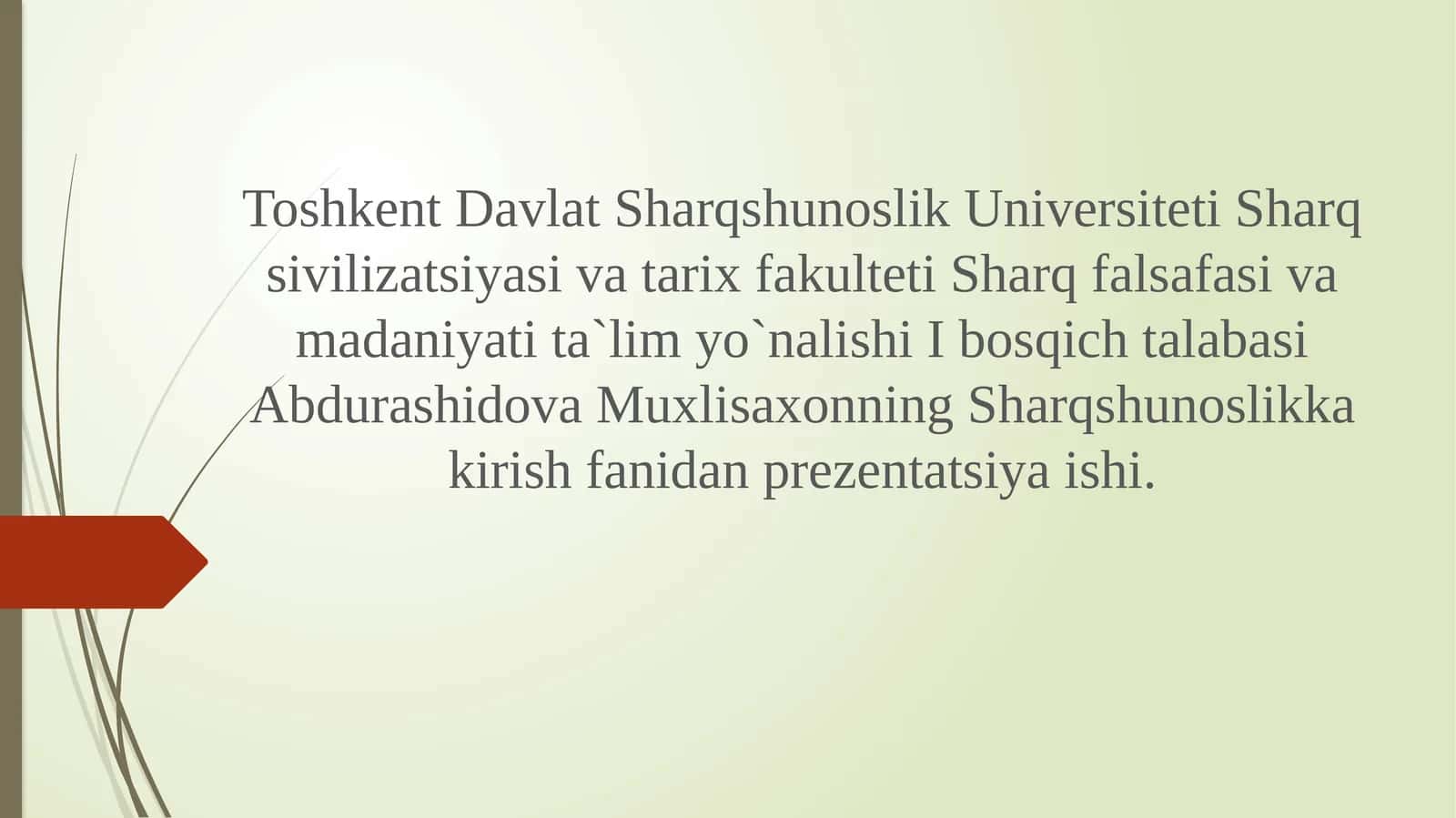 Sharqdunyodinlarining markazi sifatida