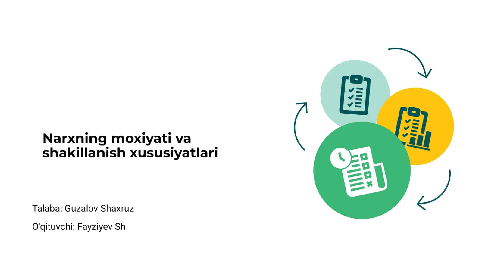 Narxning moxiyati va shakillanish xususiyatlari
