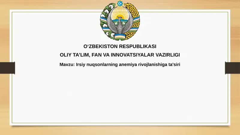 Anemiyaning ta'rifi va klassifikatsiyasi
