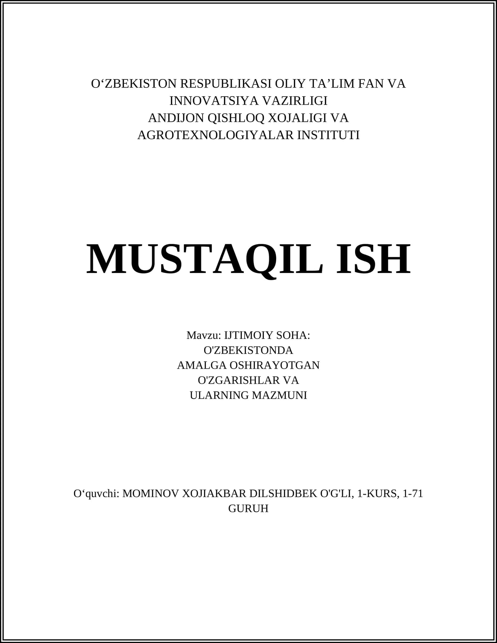 Ta'lim sohasidagi islohotlar va ularning mohiyati