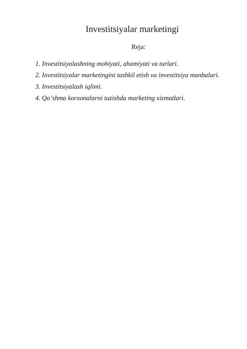 Investitsiyalar marketingi